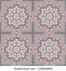 Elegant moroccan zellige tile seamless ornament. Ethnic geometric vector patchwork. Curtains print design. Stylish moroccan zellige tilework repetitive pattern. Floor decor graphic design.