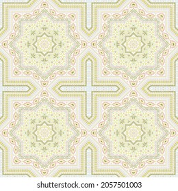 Elegant moroccan zellige tile seamless pattern. Geometric texture vector elements. Carpet print design. Traditional moroccan zellige tilework seamless pattern. Interior decoration print.