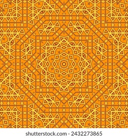 Elegant mosaic seamless ornament graphic design. Exotic textile print. Stylized mosaic background. Portuguese folk composition. Tiled shapes geometry.