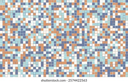Elegant mosaic tile pattern with vibrant colours. Perfect for textile, decorative covers, or modern graphic design with structured and symmetrical appeal.