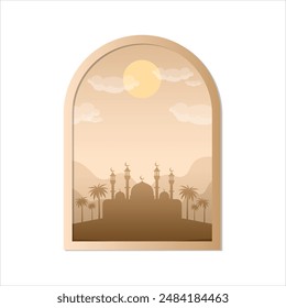 Elegant Mosque Architecture Against Vibrant Sunset Sky