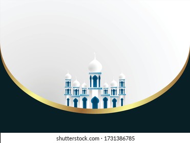 Elegant mosque background vector with blue and black shining color 