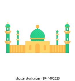 Elegante diseño plano de mezquita con domo de color verde