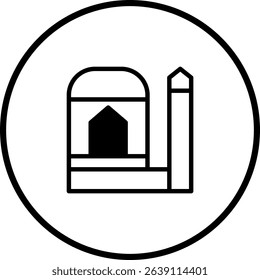 Elegant Mosque Icon Design within Circular Frame Representing Islamic Architecture