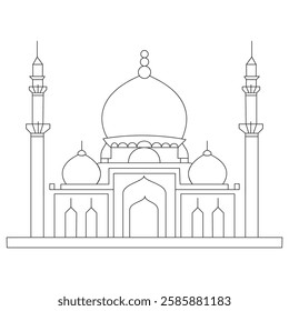 
Elegant Mosque Line Art Drawing