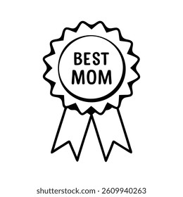 Elegant Mother's Day Award Badge with Love Symbol and Calligraphy Text