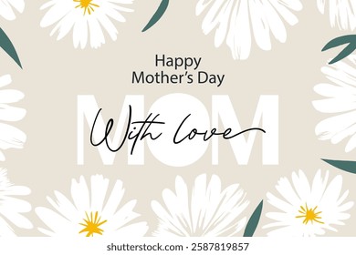 Elegant Mother's Day Card with Trendy Flowers, Happy Mother's Day card design