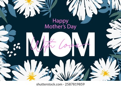 Elegant Mother's Day Card with Trendy Flowers, Happy Mother's Day card design