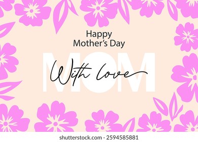 Elegant Mother's Day Card with Trendy Flowers, Happy Mother's Day card design