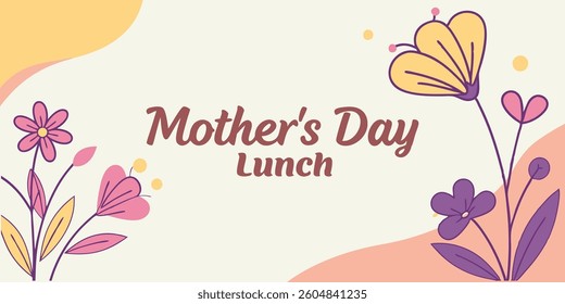 Elegant Mothers Day Lunch Flyer Layout Design with Floral Elements and Festive Typography