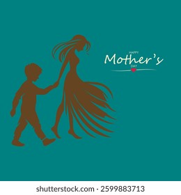 Elegant Mother's Day Silhouette of a Loving Mom and Child Holding Hands