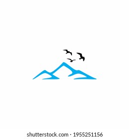 elegant mountain with flying birds logo would be perfect 
for a travel agency, a nature photographer or any art and design 
related services.