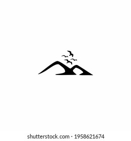 elegant mountain with flying birds logo would be perfect 
for a travel agency, a nature photographer or any art and design 
related services.