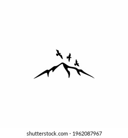 elegant mountain with flying birds logo would be perfect for a travel agency, 
a nature photographer or any art and design related services logo.