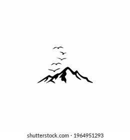 elegant mountain with flying birds logo would be perfect 
for a travel agency, a nature photographer or any art and design 
related services.