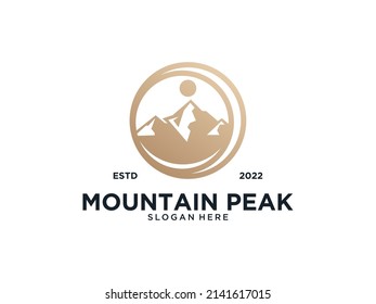 elegant mountain peak circle vintage logo design