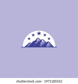 elegant mountain with stars logo would be perfect 
for a travel agency, a nature photographer or any art and design 
related services.