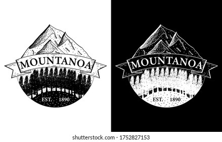 Elegant mountain Vintage Retro Badge Label Emblem Logo design inspiration