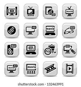 Elegant Movie Icons Set Created For Mobile, Web And Applications.