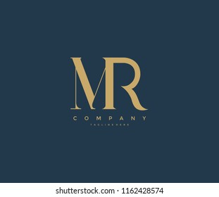 Elegant MR Letter Linked Monogram Logo Design