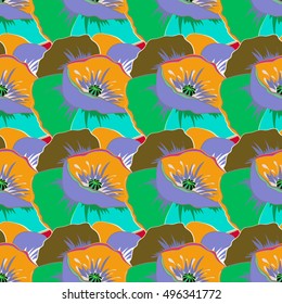 Elegant multicolored seamless pattern with decorative flowers. Vector multicolor floral pattern for wedding invitations, greeting cards, scrapbooking, print, manufacturing fabric and textile.