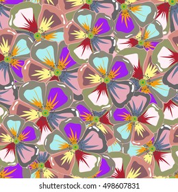 Elegant multicolored seamless pattern with decorative flowers. Vector multicolor floral pattern for wedding invitations, greeting cards, scrapbooking, print, manufacturing fabric and textile.