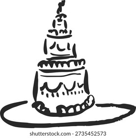 Elegant multi-tier wedding cake with topper sketch