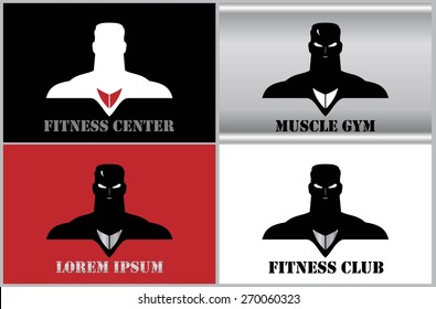Elegant Muscular Man icon, combine with text in vertical composition. Suitable for fitness center identity, fighting sport club, Gym, martial arts community, wellness equipment store. etc
