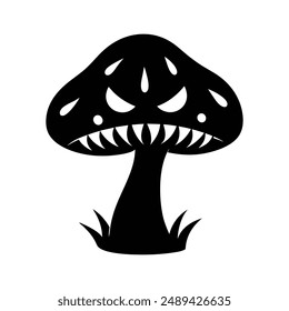 Elegant mushroom black silhouette vector illustration, perfect for nature-themed graphic designs.