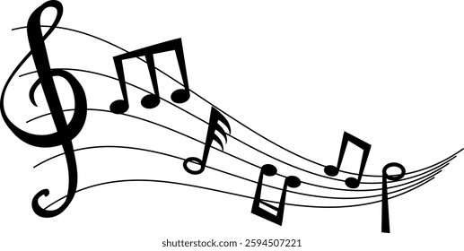 Elegant music notes on a swirling staff