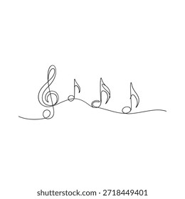 Elegante musikalische Noten mit einer einzigen durchgehenden Linie Kunststil gezogen