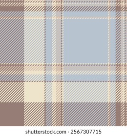 Elegant muted plaid pattern in beige, dusty blue, and brown tones.  Perfect for textile design, website backgrounds, or fashion projects.