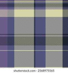 Elegant muted plaid pattern in soft purples, pale yellows, and deep blues. Perfect for textile design, website backgrounds, or fashion projects.