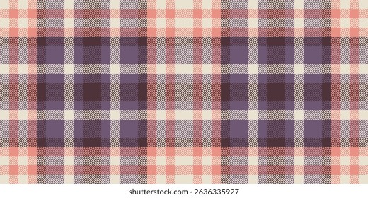 Elegant muted plaid pattern in soft peach, mauve, and grey tones. Perfect for textile design, apparel, packaging, or website backgrounds.