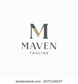 Elegant MV or VM letter minimal logo design concept vector illustration. MV monogram logo