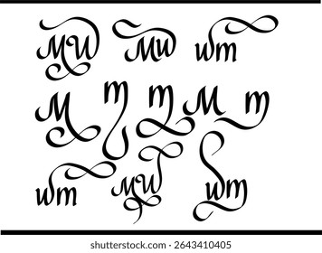 Elegantes MW Calligraphy Logo - Interlocking M und W Monogram Design