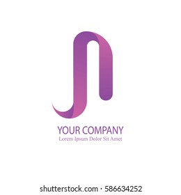 elegant n initial letter flat 3d typography design logotype for brand and company identity. gradient purple color