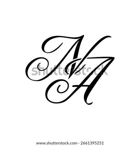 Elegant NA Monogram Logo in Black Script – Luxury Calligraphy Initial Design on White Background	