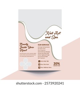 Elegant Nail Art and Spa Flyer Template | Ideal for promoting nail art, spa services, and wellness treatments with discount offer | Fully editable, well-organized layers vector file