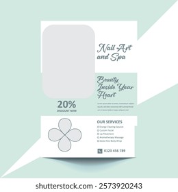 Elegant Nail Art and Spa Flyer Template | Ideal for promoting nail art, spa services, and wellness treatments with discount offer | Fully editable, well-organized layers vector file