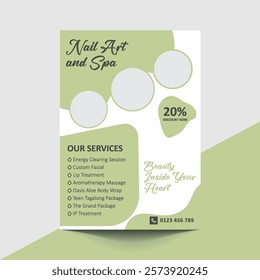 Elegant Nail Art and Spa Flyer Template | Ideal for promoting nail art, spa services, and wellness treatments with discount offer | Fully editable, well-organized layers vector file