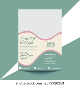 Elegant Nail Art and Spa Flyer Template | Ideal for promoting nail art, spa services, and wellness treatments with discount offer | Fully editable, well-organized layers vector file