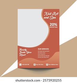 Elegant Nail Art and Spa Flyer Template | Ideal for promoting nail art, spa services, and wellness treatments with discount offer | Fully editable, well-organized layers vector file