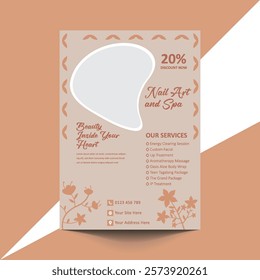 Elegant Nail Art and Spa Flyer Template | Ideal for promoting nail art, spa services, and wellness treatments with discount offer | Fully editable, well-organized layers vector file