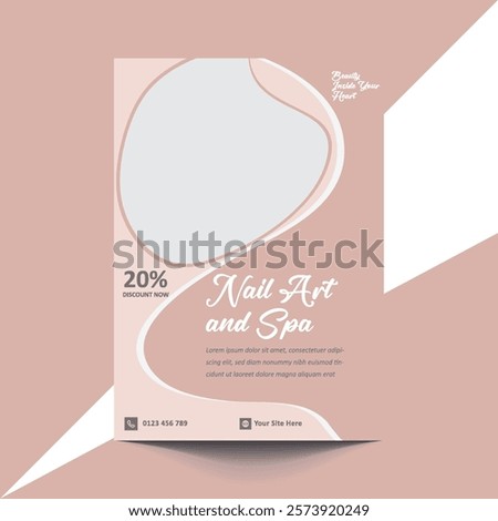 Elegant Nail Art and Spa Flyer Template | Ideal for promoting nail art, spa services, and wellness treatments with discount offer | Fully editable, well-organized layers vector file