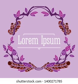 Elegant Natural Frame. Vector Isolated Graphic Design Element Illustration Art. Frame, wreath, decoration, vignette. Floral, botanical, wild, arden, branch, leaves, feathers, plant. Elegant, romantic.
