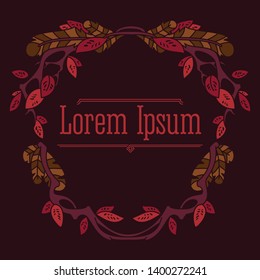 Elegant Natural Frame. Vector Isolated Graphic Design Element Illustration Art. Frame, wreath, decoration, vignette. Floral, botanical, wild, arden, branch, leaves, feathers, plant. Elegant, romantic.