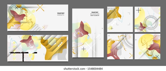 Elegant natural pastel muted pale calm tones card templates set. Collection of romantic abstraction background