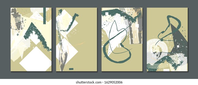 Elegant natural pastel muted pale calm tones card templates set. Collection of romantic invitations abstraction