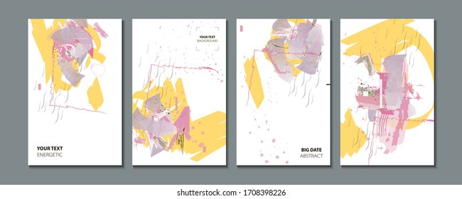 Elegant natural pastel muted pale calm tones card templates set. Collection of romantic invitations
